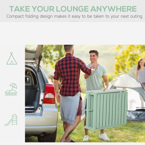 Outsunny Wooden Folding Chaise Lounge, Outdoor Chaise Lounge Chair, Garden Reclining Tanning Chair with 4 Adjustable Back Soft Cushions, Green