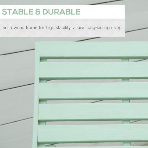 Outsunny Wooden Folding Chaise Lounge, Outdoor Chaise Lounge Chair, Garden Reclining Tanning Chair with 4 Adjustable Back Soft Cushions, Green