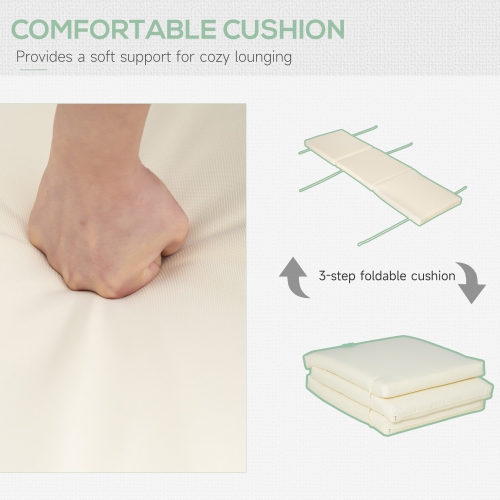 Outsunny Wooden Folding Chaise Lounge, Outdoor Chaise Lounge Chair, Garden Reclining Tanning Chair with 4 Adjustable Back Soft Cushions, Green