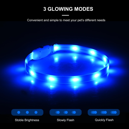 22.64 inches 360 degree LED Dog Collar - USB Rechargeable Cuttable Glowing Dog Necklace for Small Medium Large Dogs - WOMEOW
