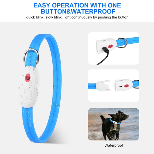 22.64 inches 360 degree LED Dog Collar - USB Rechargeable Cuttable Glowing Dog Necklace for Small Medium Large Dogs - WOMEOW