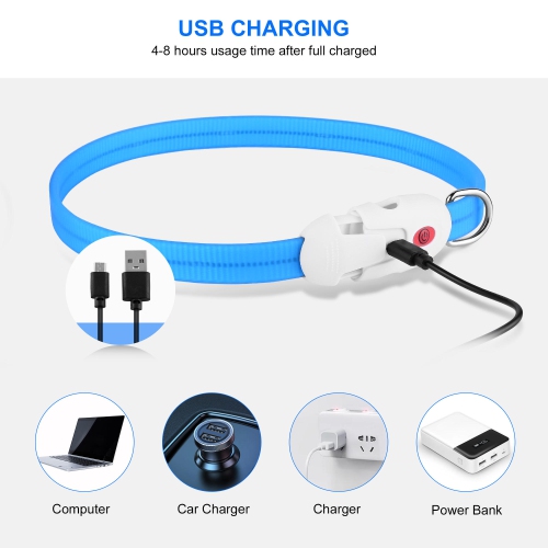 22.64 inches 360 degree LED Dog Collar - USB Rechargeable Cuttable Glowing Dog Necklace for Small Medium Large Dogs - WOMEOW