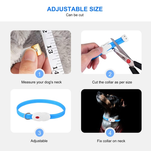 22.64 inches 360 degree LED Dog Collar - USB Rechargeable Cuttable Glowing Dog Necklace for Small Medium Large Dogs - WOMEOW