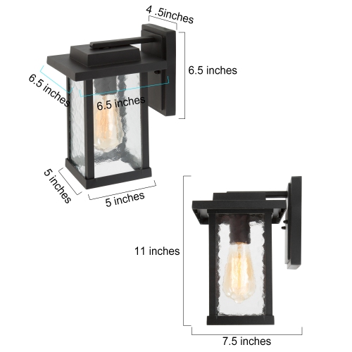 Modern 1-Light Single Squared Outdoor Sconce with Water Glass