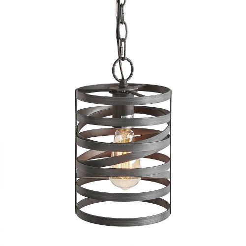 Industrial 1-Light Single Spiral Pendant with Brush Silver Finish