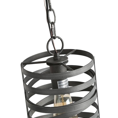 Industrial 1-Light Single Spiral Pendant with Brush Silver Finish