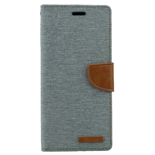 TopSave Goospery CANVAS Card Slot w/Magnetic Clip Denim Cloth Folio Wallet Flip For Samsung Galaxy Note 8, Gray