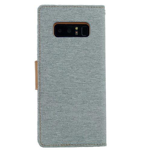 TopSave Goospery CANVAS Card Slot w/Magnetic Clip Denim Cloth Folio Wallet Flip For Samsung Galaxy Note 8, Gray