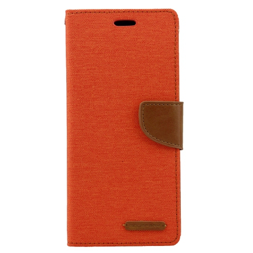 TopSave Goospery CANVAS Card Slot w/Magnetic Clip Denim Cloth Folio Wallet Flip For Samsung Galaxy Note 8, Orange