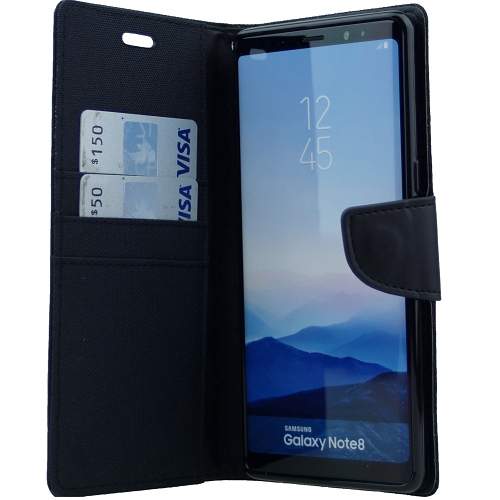TopSave Goospery CANVAS Card Slot w/Magnetic Clip Denim Cloth Folio Wallet Flip pour Samsung Galaxy Note 8, nior