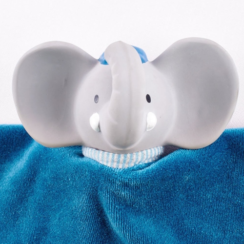 Tikiri Puppet Snuggly Blanket with Natural Rubber Head - Alvin the Elephant