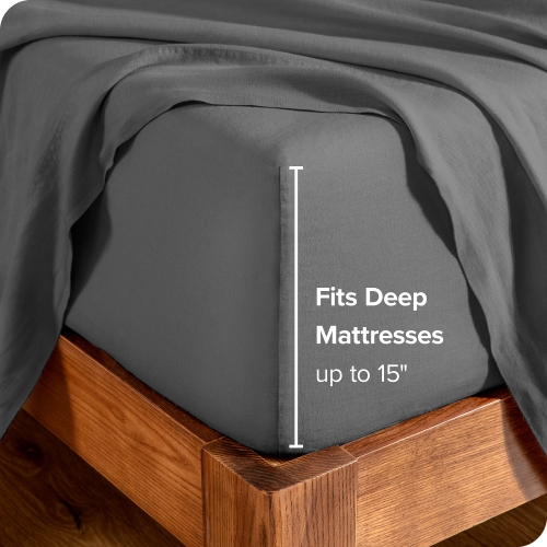 Ensemble de draps Bare Home - draps en lin ultra-doux - Pochette profonde - draps et taies d'oreiller