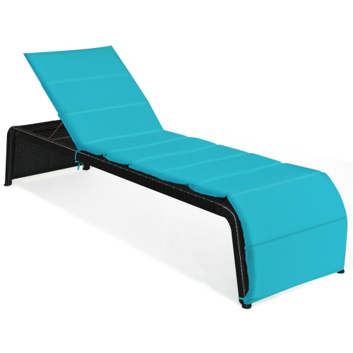 SLICKBLUE  Adjustable Patio Rattan Lounge Chair With Cushioned