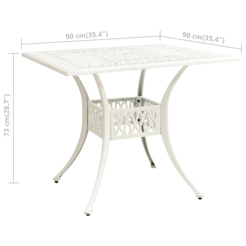 vidaXL Patio Table White 35.4"x35.4"x28.7" Cast Aluminum