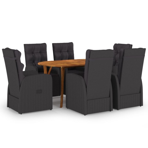 VIDAXL  7 Piece Patio Dining Set In Black