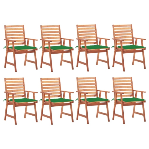 VIDAXL  Patio Dining Chairs 8 PCs With Cushions Solid Acacia Wood