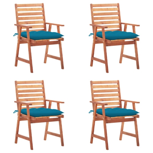 vidaXL Patio Dining Chairs 4 pcs with Cushions Solid Acacia Wood