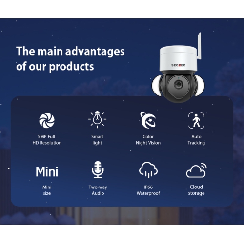 GUSH 5MP Wireless Floodlight Camera WIFI Home Security Camera with Auto Smart Light Color Night Vision IP66 Waterproof Two-way Audio