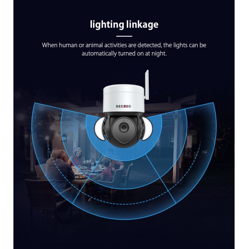 GUSH 5MP Wireless Floodlight Camera WIFI Home Security Camera with Auto Smart Light Color Night Vision IP66 Waterproof Two-way Audio