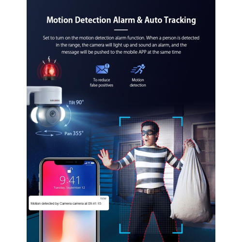 GUSH 5MP Wireless Floodlight Camera WIFI Home Security Camera with Auto Smart Light Color Night Vision IP66 Waterproof Two-way Audio