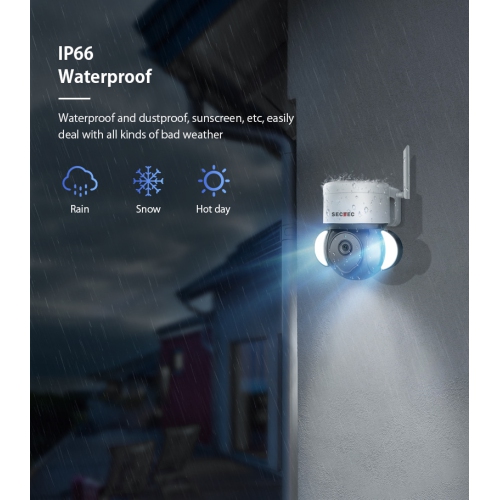 GUSH 5MP Wireless Floodlight Camera WIFI Home Security Camera with Auto Smart Light Color Night Vision IP66 Waterproof Two-way Audio