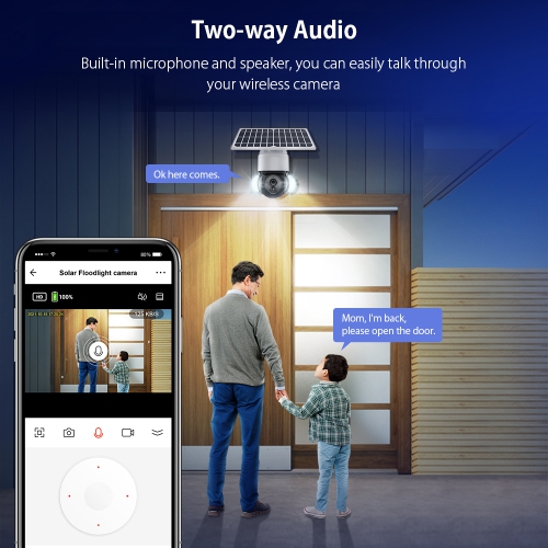 GUSH WiFi Solar Power Smart Security Camera with Floodlight, Colour Night View, 2 Way Communication