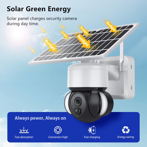 GUSH WiFi Solar Power Smart Security Camera with Floodlight, Colour Night View, 2 Way Communication