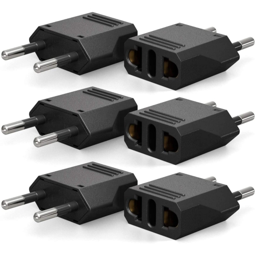 6pk American To European Plug Adapter Converter Charger Plug U.S To EU  Style