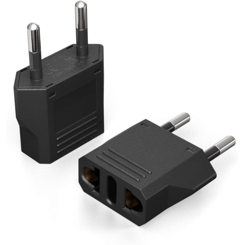 6 Pack of US/CA to European Plug Adapter Travel Power Plug Universal Power Jack Wall Plug Converter Input USA/Canada to Europe/Asia Socket - Black