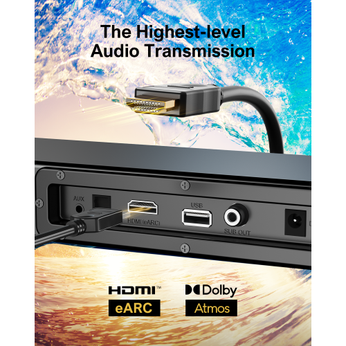 Barre de son Dolby Atmos S50 2,1 canaux avec haut-parleur d'extrêmes graves, amplification des basses, puissance de crête 190&nbsp;W d'ULTIMEA Nova