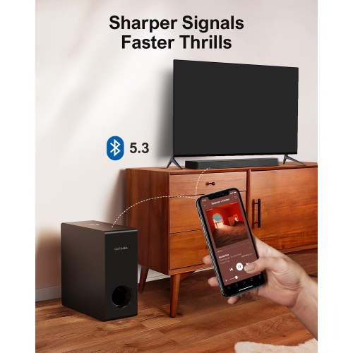 Barre de son Dolby Atmos S50 2,1 canaux avec haut-parleur d'extrêmes graves, amplification des basses, puissance de crête 190&nbsp;W d'ULTIMEA Nova