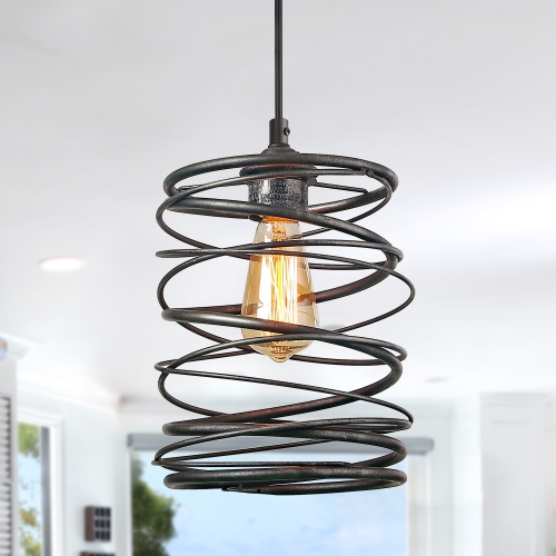 1-Light Single Geometric Spiral Pendant