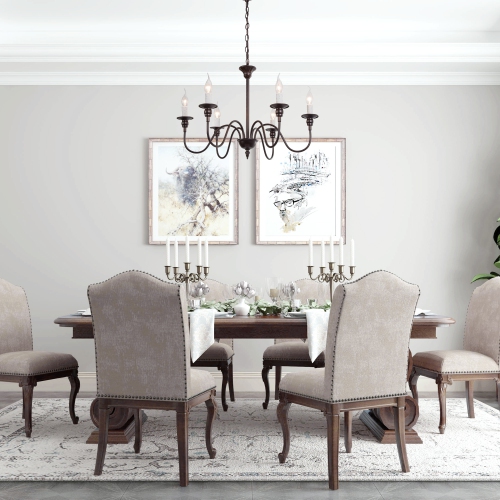 Modern 6-Light French Country Candle-Style Chandelier with Coffee Finish