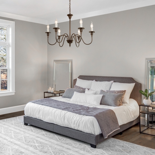 Modern 6-Light French Country Candle-Style Chandelier with Coffee Finish