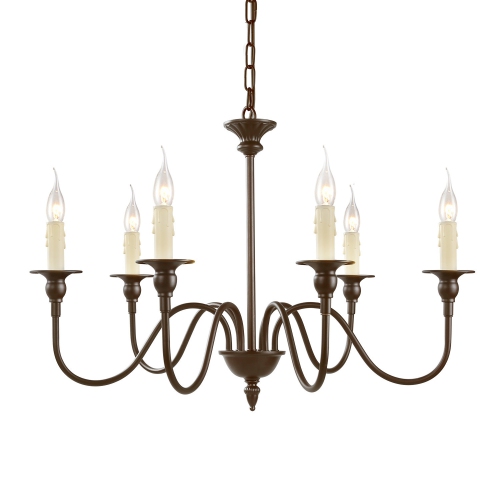 Modern 6-Light French Country Candle-Style Chandelier with Coffee Finish