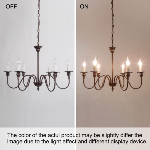 Modern 6-Light French Country Candle-Style Chandelier with Coffee Finish