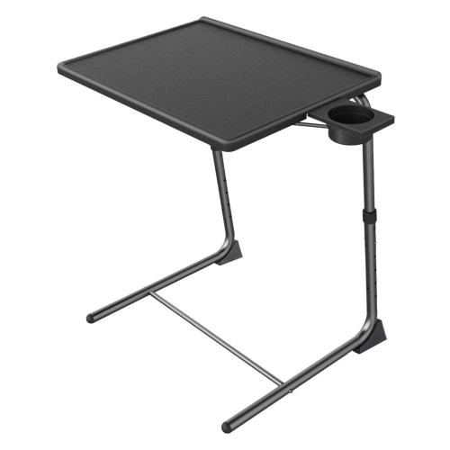 2-Pack Foldable TV Tray Table with Adjustable Legs and 3 Tilt Angles With 3'' cup holder design for Working or Leisure Time Home Kitchen