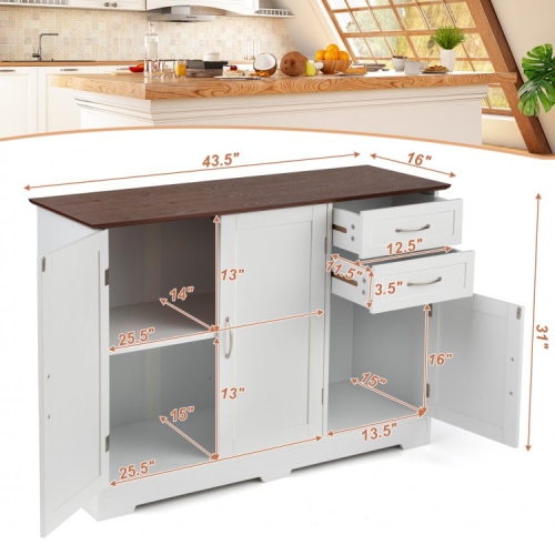 Multi-Functional Buffet Cabinet – Console Table with 2-Door Cabinet and Drawers