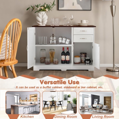 Multi-Functional Buffet Cabinet – Console Table with 2-Door Cabinet and Drawers