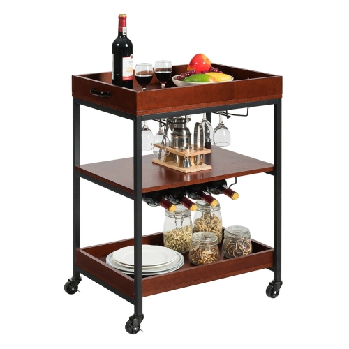 3 Tier Trolley Cart Kitchen Island Serving Bar Cart
