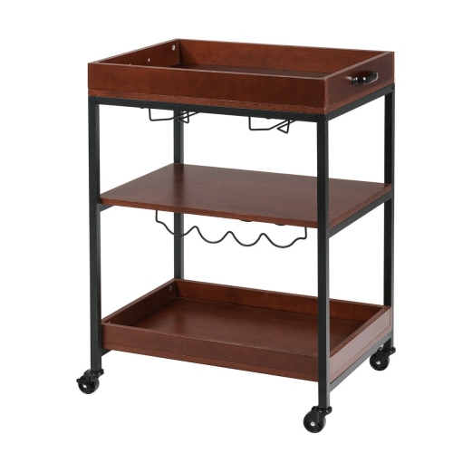 3 Tier Trolley Cart Kitchen Island Serving Bar Cart