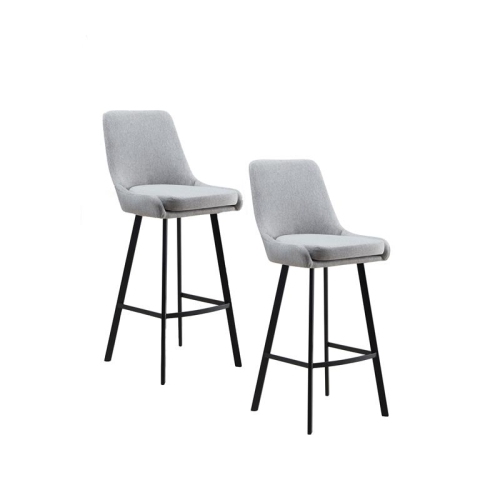 LEICK FURNITURE Leick Home Upholstered Steel Base Bar Stool Set Of 2 In Gray/black