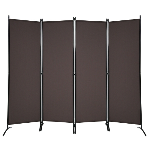 SLICKBLUE  4-Panel Room Divider With Steel Frame-Brown