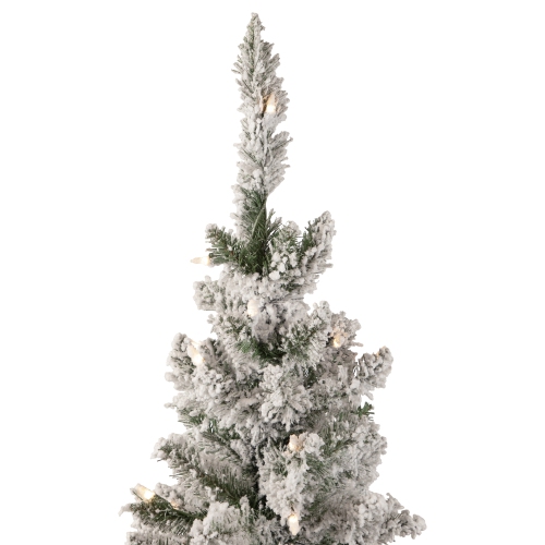 4' Pre-Lit Flocked Pine Slim Artificial Christmas Tree, Clear Lights