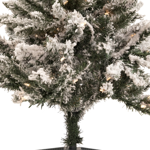 4' Pre-Lit Flocked Pine Slim Artificial Christmas Tree, Clear Lights
