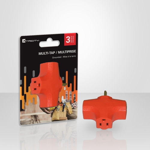 Xtricity Triple Tap Grounded Wall Adapter Orange