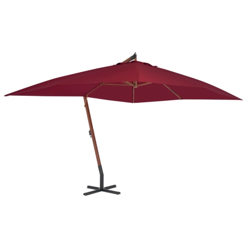 VIDAXL  Cantilever Umbrella With Wooden Pole 157.5"x118.1" Bordeaux Red