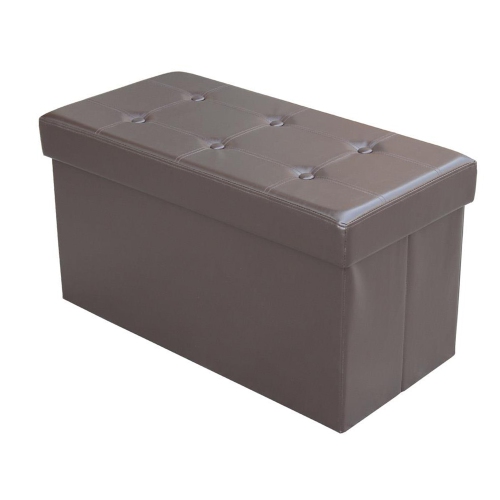 ITY International - Large Folding Ottoman/Footrest with Storage, 30" x 14.75" x 15.75", Chocolate Brown