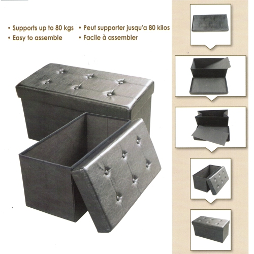 ITY International - Large Folding Ottoman/Footrest with Storage, 30" x 14.75" x 15.75", Chocolate Brown