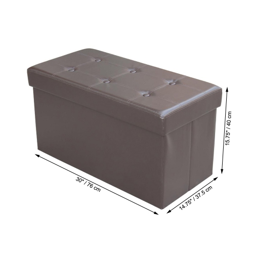 ITY International - Large Folding Ottoman/Footrest with Storage, 30" x 14.75" x 15.75", Chocolate Brown